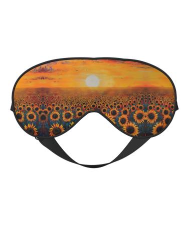 SSIMOO Sunflower Field Sunset Sea of Flowers Soft Sleep Eye Mask Female Breathable Eye Patch Perfect for Travel and Relaxation Black