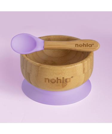 Nohla Bamboo Baby Suction Plate Bowl & Spoon Set | Secure Grip | Eco-Friendly BPA-Free | Lilac Color - Buy Online on SooperMarket.com