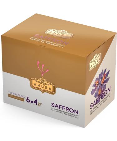 Ahura Finest Natural Saffron Threads - Pure Grade 1 All Red Saffron Spice - 4g Jar for Tea, Paella, Risotto, Pasta, Rice Cooking - No Additives - Buy Online on SooperMarket.com