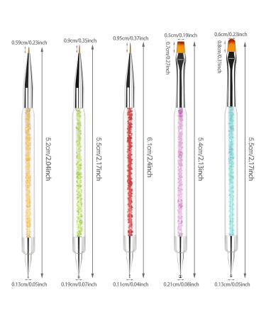 Sularpek Nail Art Brushes 5 Pcs Double-Ended Kit - Nail Art Point Drill Drawing Brush Pen, UV Gel Brush for Design & Detailing - Buy Online on SooperMarket.com