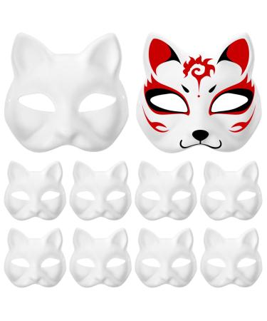 Holidyoyo Unmalte Cat masks to make yourself white paper masks 30 unmounted cat-half masks blank masks masks simple masqueremian mask paintable Halloween masks