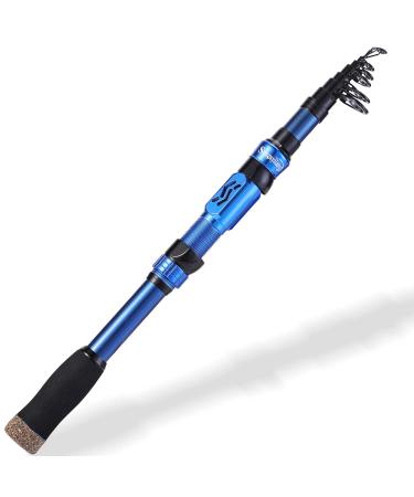 Sougayilang Fishing Rod Telescopic Fishing Rod Portable- 24 Ton Carbon Fiber,CNC Machined Reel Seat, Comfortable EVA Handle, Travel Fishing Pole for Bass Trout Fishing BLUE 1.8M/5.9FT