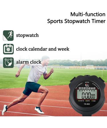 Sports Stopwatch Timer - Digital Clock Calendar Alarm - Shockproof for Running Swimming Referee - Black (2 Pcs) - Buy Online on SooperMarket.com