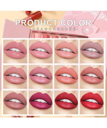 Matte Liquid Lipstick Set - 12 Colors Velvet Waterproof Lipstick & Lip Plumper | Long-Lasting Makeup Gift Box - Buy Online on SooperMarket.com