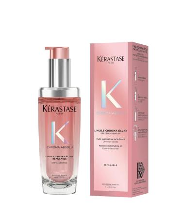 K rastase Chroma Absolu High Shine Hair Oil for Damaged Colour-Treated Hair Lightweight Formula with Lactic Acid Huile Chroma clat Refillable Bottle 75ml