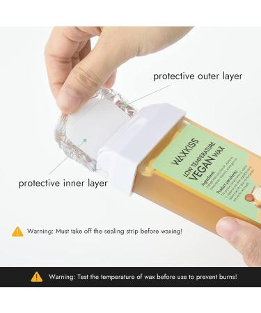 Waxkiss Roll On Wax Kit - Professional Hair Removal Waxing Kit with 2 Soft Cartridges, 12 Wax-removing Wipes, and 100 Wax Strips - Sensitive Skin Wax Heater Machine - White - Buy Online on SooperMarket.com