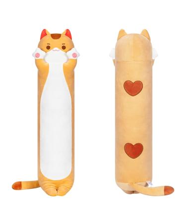 Mewaii soft toys orange 70cm plush pillow long kitten plush toy stuffed animal toys cuddly pillow gift plush pillow over 3 years of light orange cat 70 cm