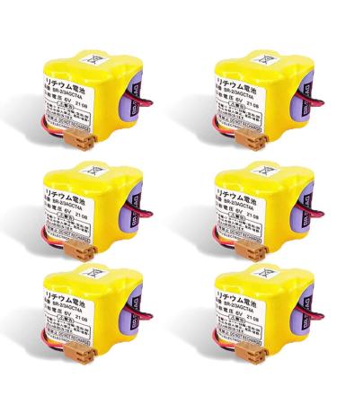 (6-Pack) 6V BR-2/3AGCT4A /A98L-0031-0025 4400mAh Replacement Battery Non-Rechargeable for FANUC CNC System with Brown Plug