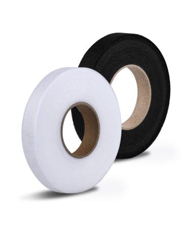 2 Rolls 140 Yards Widened Iron On Hem Tape, No Sew Fabric Fusing Hemming Tape Wonder Hem Tape for Pants Jeans Curtains Dress Sewing Fabric Clothes (Black 0.8inch, White 1inch in Width)