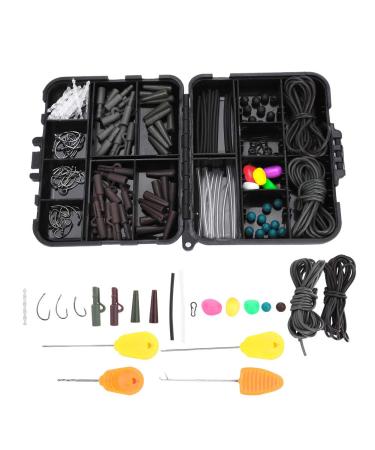 Assorted Carp Fishing Tackles Set Carp Fishing Tackle Box Weights Clips Baiting Needles Hook Swivel Rig Kit(with bait needle)