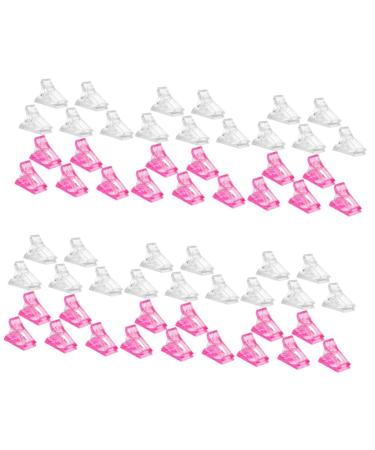 Mikinona 72 Pcs Nail Clip Extension Clamp Nail Binder Clips Manicure Extension Finger Nail Extension Clips Nail Tip Clips Clamps Heavy Duty Nail Dip Kits Equipment Plastic Crystal White 4X3X2CMx6pcs White Pinkx6pcs