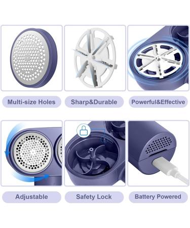 Portable Fabric Shaver & Lint Remover - Rechargeable Electric Clothes Shaver with 6 Blades - Dual-Speed Purple Fabric & Furniture Cleaner - Buy Online on SooperMarket.com
