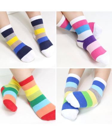 EPEIUS Kids Girls' 5 Pack Seamless Rainbow Stripes Crew Socks - Size Medium, Assorted Colors - Buy Online on SooperMarket.com