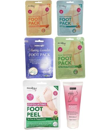 Derma V10 Foot Pack Mask (6 Pack) Deep Moisturising (Lavender)