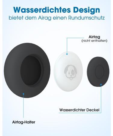 Simplethings Waterproof AirTag Dog Collar - Anti-Loss Silicone Holder for Apple AirTag - Black M-22mm - Perfect for Cats & Dogs - Buy Online on SooperMarket.com