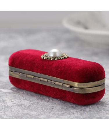 Cabilock lipstick organizer silk lipstick box with mirror lipstick case holder satin fabric lipstick case lipstick box red lipstick packing box