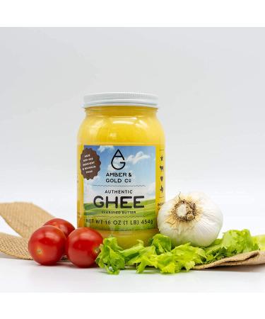 Amber & Gold Authentic Ghee 16oz - Keto, Paleo & Gluten Free - Healthy Snacks, Coffee Creamer & Cooking - Buy Online on SooperMarket.com