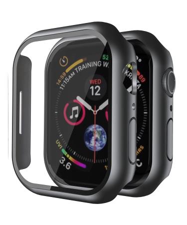 Smiling 2 pack Case Built in Tempered Glass Screen Protector Compatible with Apple Watch Series 8 45mm /Series 7 45mm, Hard PC Case with Screen Protector for iwatch,Overall Protective Cover-Matt Black 45mm Matt Black