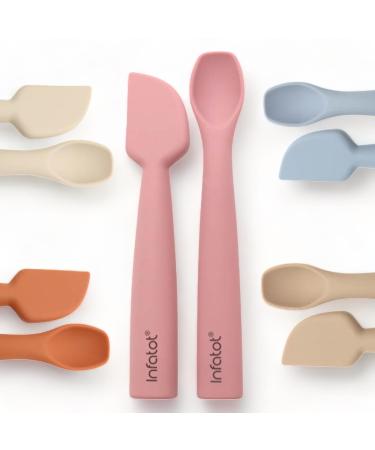 Infatot Baby Weaning Spoons Set - Perfectly Sized Weaning Cutlery - Silicone Baby Spoons 4 Months - Baby Feeding Spoons Baby Stuff Infant Self Feeding Spoons for Baby - Plum