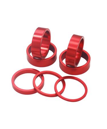 PLATT Bike Headset Spacer Aluminium Alloy Bicycle Stem Headset Spacers Fit 1 1/8-Inch Stem for MTB BMX Road Bikes 2/3/5/10mm(7PCS) red