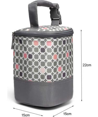 LCY Insulated Baby Bottle Cooler Bag | Holds 4 Bottles | Grey & Pink Dots - Buy Online on SooperMarket.com