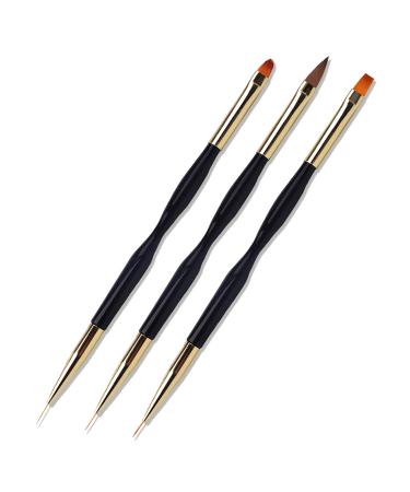 Sularpek 3 pieces nail brush set nailart brush nail brush set for gel nails nail professionally painting pen for gel nails uv gel nail design 3PCs