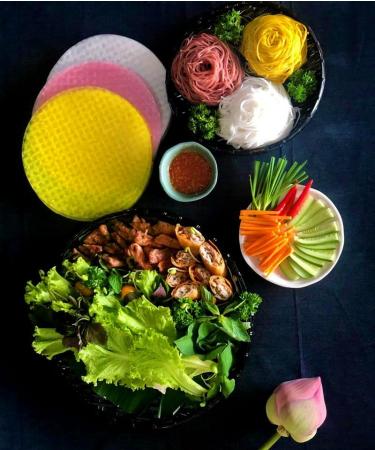 Lyan Mekong River Banh Trang Vietnamese Three Colours Rice Paper Round 22cm - 300g | Gluten-Free | Vegan | 100% Natural Rice Paper - Buy Online on SooperMarket.com