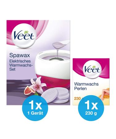 Electrical warm wax set + 1x warm wax pearls with beeswax for long-lasting hair removal for up to 28 days of smooth skin veet spawax set + 1x veet warm wax pearls 230 g