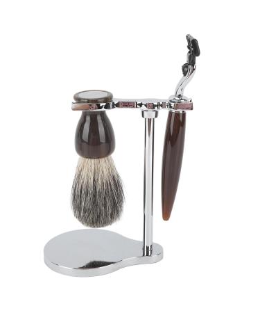 Men's Shaving Set Vintage Shaving Kit Practical Alloy Storage Stand Imitation Animal Hair Brush for Outdoor Use