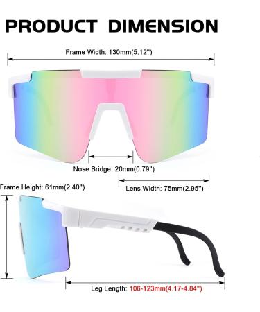 FEISEDY Wraparound Sports Sunglasses | Rainbow-Mirror Shield | Adjustable Legs | 75mm Lens - Buy Online on SooperMarket.com