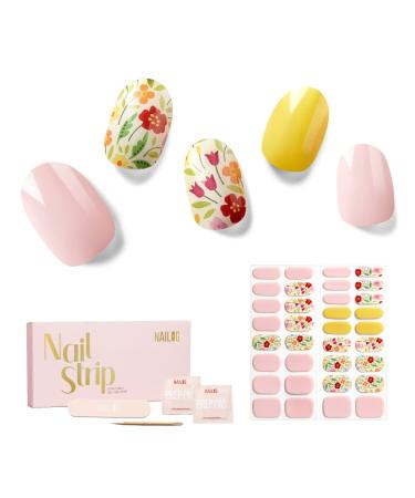 NAILOG Semi Cured Gel Nail Strips 34 pcs Salon-Quality Gel Nail Stickers Long Lasting Nail Wraps for Women with Soft Gel Finish Idyll