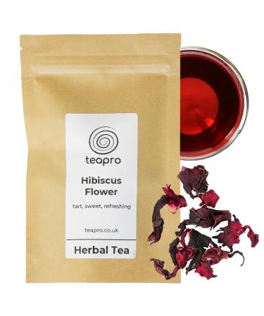 Teapro Premium Hibiscus Tea - Natural Floral Infusion | Vitamin-C Rich & Refreshing | Caffeine Free | Dried Pure Hibiscus Flower Herbal Tea Loose Tea | Roselle for Hot or Iced Tea (200g)