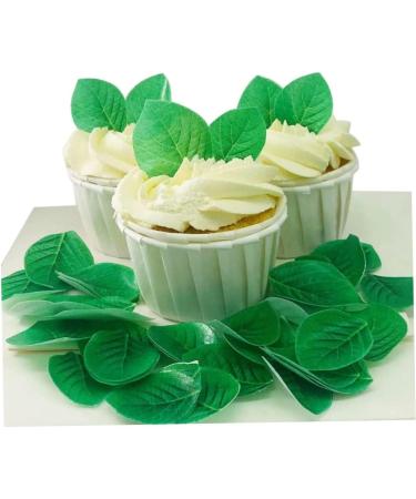 Green Leaves for Cupcake Toppers Leaf Rice Paper Wafer Paper Baby Shower Wedding Cake Happy Birthday Party Decoration Mix Size Baby Shower/Anniversary 50Pcs - Buy Online on SooperMarket.com
