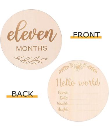 Joy Depot 12-Piece Baby Monthly Wooden Cards and Discs Set for Newborns | Double-Sided Milestone Photo Props | Baby Shower Gift | 0-12 Months Growth Recording - Buy Online on SooperMarket.com