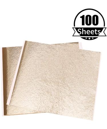 KINNO Imitation Gold Foil Sheets - 100 Sheets for Arts, Crafts, and Gilding - 5.1x5.3 Inches - Buy Online on SooperMarket.com