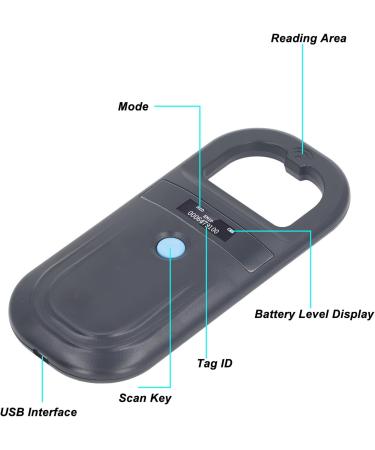 Portable Pet ID Microchip Reader | 134.2kHz Black Rechargeable Animal Chip Scanner | Pet Tag Scanner for Global Shipping - Buy Online on SooperMarket.com