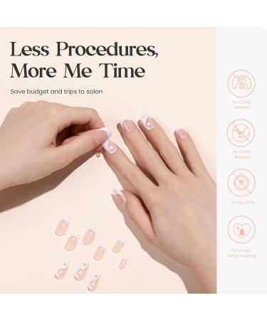 Beetles Press On Short French False Nails - 30PCS White & Nude Full Cover Nails with Glue & Adhesive Tabs - Mini File Included - for Women & Girls - Buy Online on SooperMarket.com