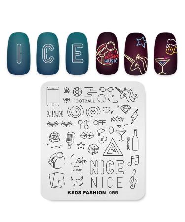 Alexnailart Nail Stamp Plates Creative Fashion Temol Images Design Templates Neon Sign Music Multi-Pattern Printed Board Manicure DIY NAIL Art Printing Tools FA055