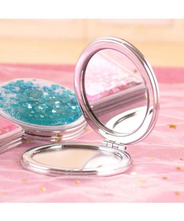 Mollensiuer 2Pcs Folding Double-Sided Glitter Handheld Pocket Mirror - Portable Travel Makeup Mirror for Pockets, Bags, and Travel - Purple - Buy Online on SooperMarket.com