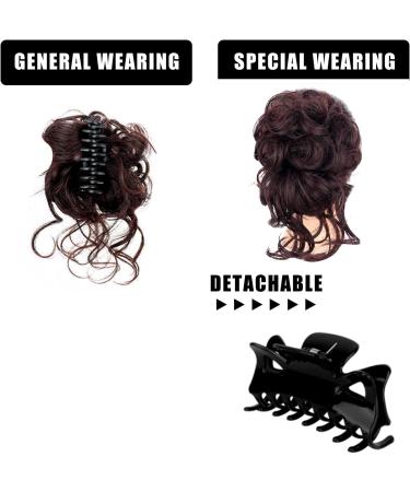 Long beard ball head wig bun grab clip Fluffy natural scrunchie bridal cocktail hairpin Messy Hair Bun Extensions Curly Wavy Hair Scrunchies claw Clip Messy Bun Hairpiece (Dark brown) - Buy Online on SooperMarket.com