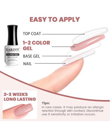 RARJSM Nude Rubber Base Gel Nail Polish - 15ml Iridescent Light Pink Rubber Builder Gel with Rainbow Glitter for French Manicure - Quick Extend & Soak Off - Buy Online on SooperMarket.com
