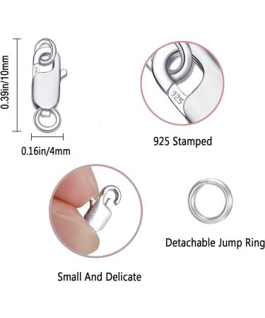 925 Sterling Silver Lobster Claw Clasp with Jump Rings - 10mmx4mm - 3 Pack - Made in Italy - Buy Online on SooperMarket.com