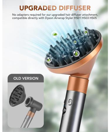 Upgrade Your Styling: Dyson Airwrap Diffuser Nozzle Attachment - Compatible with HS05 HS03 HS01 in Rich Copper - Buy Online on SooperMarket.com