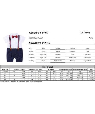 AmzBarley Baby Boys Tuxedo Rompers Suit with Bowtie - Black, 3-6 Months - Buy Online on SooperMarket.com
