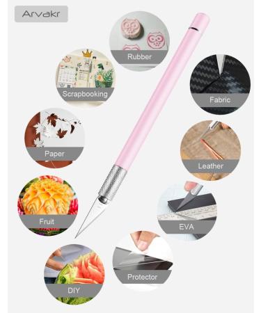 Craft Hobby Knife Set - 2 Exacto Knives, 60 Blades & Bag - Precision Cutter for Scrapbooking, Stencil, Carving - Pink - Buy Online on SooperMarket.com