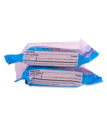 Dermaharmony 5% Sulfur 2% Salicylic Acid Bar Soap 4 oz Crafted for those with Seborrehic Dermatitis Dandruff and Psoriasis (2 Pack)