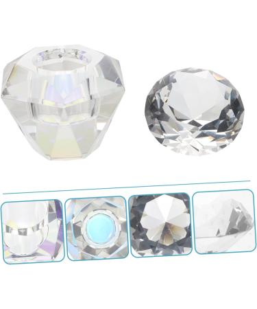 POPETPOP 1pc Nail Art Crystal Cup Glass Container with Lid Crystal Cup for Nails Dappen Dish Nail Tech Transparent Nail Polish Crystal Nail Art Cup White Crystal Vegetable Bowl With Cover 5.5x5.5cm White - Buy Online on SooperMarket.com