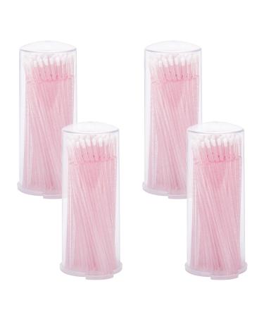 G2PLUS 400PCS Micro Applicators Brushes Crystal Pink Disposable Disposable Micro Applicators Eyelash Extension Swabs for Eyelashes Extensions Crafting