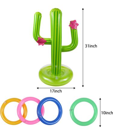 UNIME Inflatable Cactus Ring Toss Game Set Target Toss Floating Swimming Ring Toss Includes Inflatable Cactus 4 Color Rings for Fiesta Party Accessories Hawaiian Pool Beach Party Decoration Supplies - Buy Online on SooperMarket.com