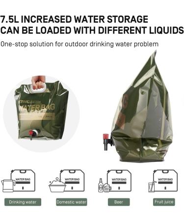 ETROL 2 Gallon Collapsible Water Container Bag - 2 Pack | BPA Free Food Grade | Emergency Storage with Spigot | Portable Foldable Bottle for Sports Outdoors | Olive Green 7.5L (2 pieces) - Buy Online on SooperMarket.com